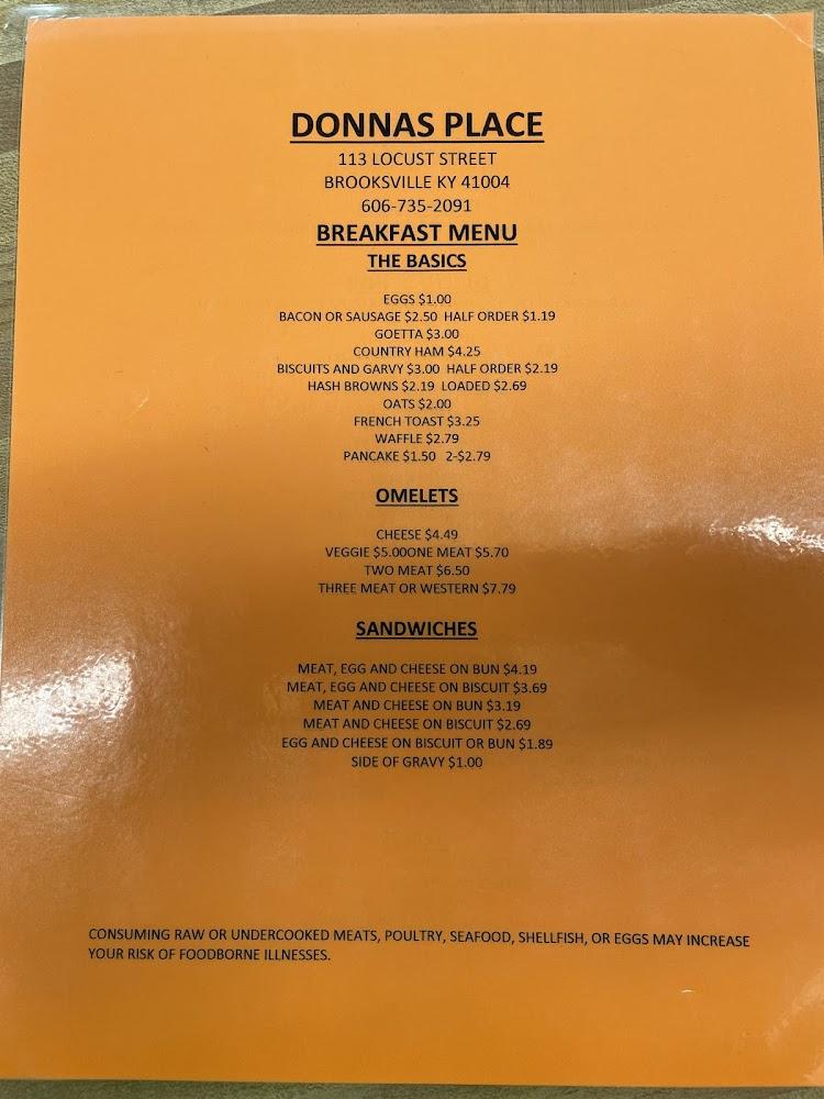 Donna's Place Menu image 1